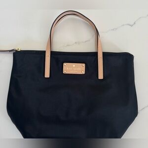Kate Spade Black nylon tote with leather trim